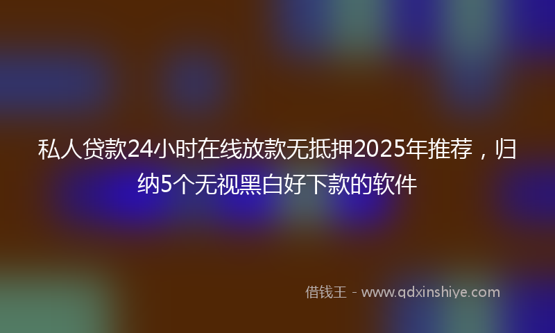 私人贷款24小时在线放款无抵押2025年推荐，归纳5个无视黑白好下款的软件