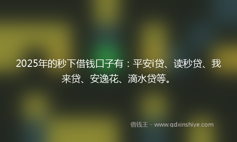 2025年的秒下借钱口子有：平安i贷、读秒贷、我来贷、安逸花、滴水贷等。