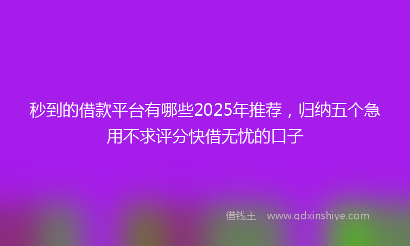秒到的借款平台有哪些2025年推荐，归纳五个急用不求评分快借无忧的口子