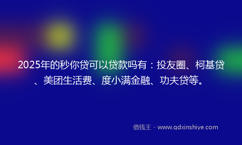 2025年的秒你贷可以贷款吗有：投友圈、柯基贷、美团生活费、度小满金融、功夫贷等。