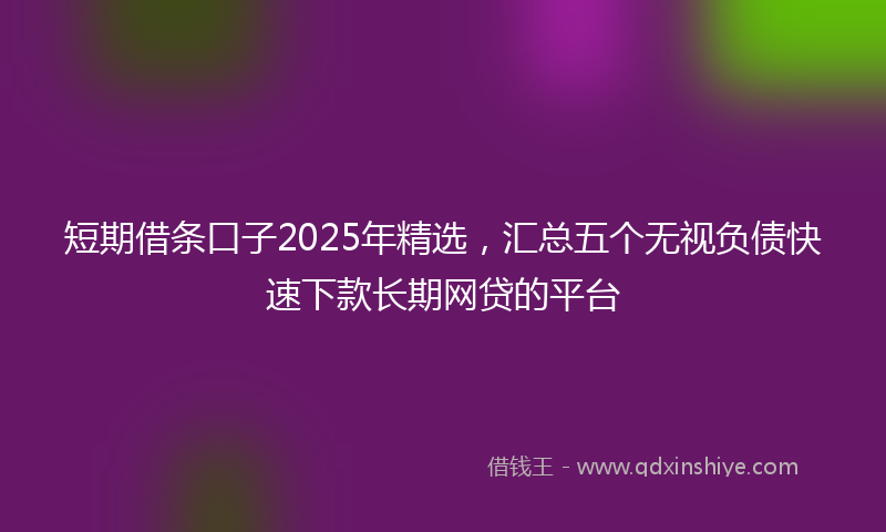 短期借条口子2025年精选，汇总五个无视负债快速下款长期网贷的平台