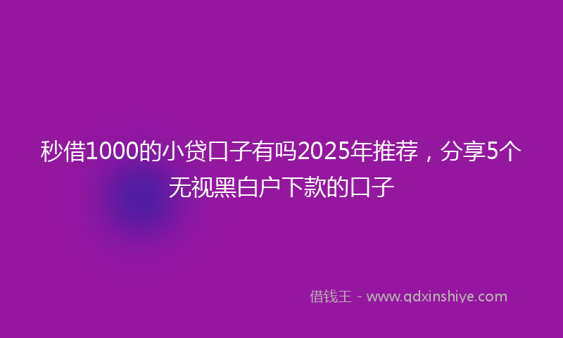 秒借1000的小贷口子有吗2025年推荐，分享5个无视黑白户下款的口子