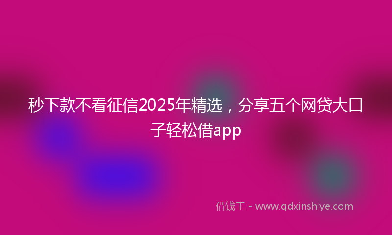 秒下款不看征信2025年精选，分享五个网贷大口子轻松借app