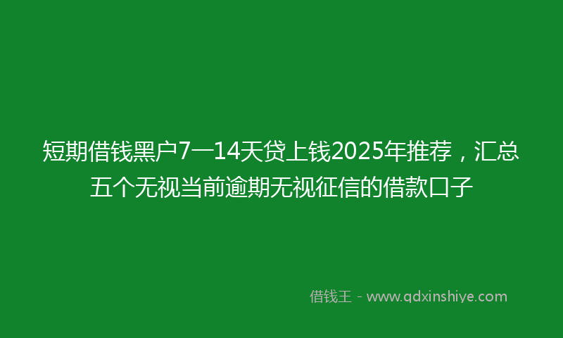 短期借钱黑户7一14天贷上钱2025年推荐，汇总五个无视当前逾期无视征信的借款口子