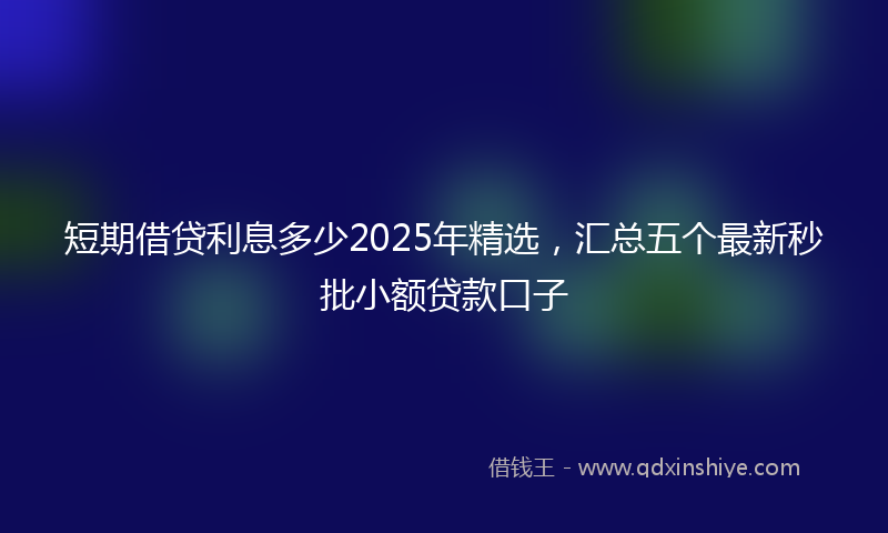 短期借贷利息多少2025年精选，汇总五个最新秒批小额贷款口子