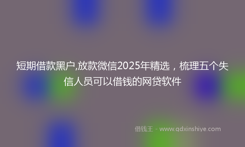 短期借款黑户,放款微信2025年精选，梳理五个失信人员可以借钱的网贷软件