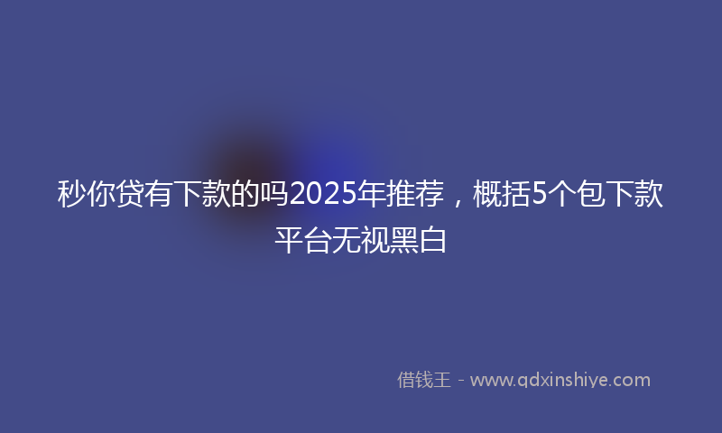 秒你贷有下款的吗2025年推荐，概括5个包下款平台无视黑白