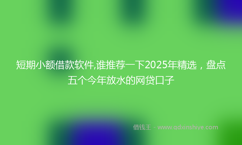 短期小额借款软件,谁推荐一下2025年精选，盘点五个今年放水的网贷口子