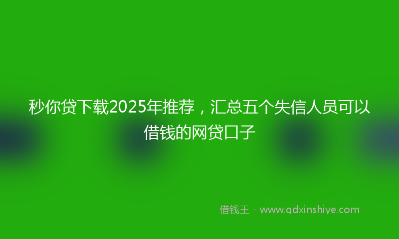 秒你贷下载2025年推荐，汇总五个失信人员可以借钱的网贷口子