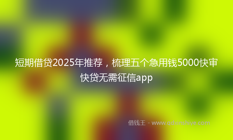 短期借贷2025年推荐，梳理五个急用钱5000快审快贷无需征信app
