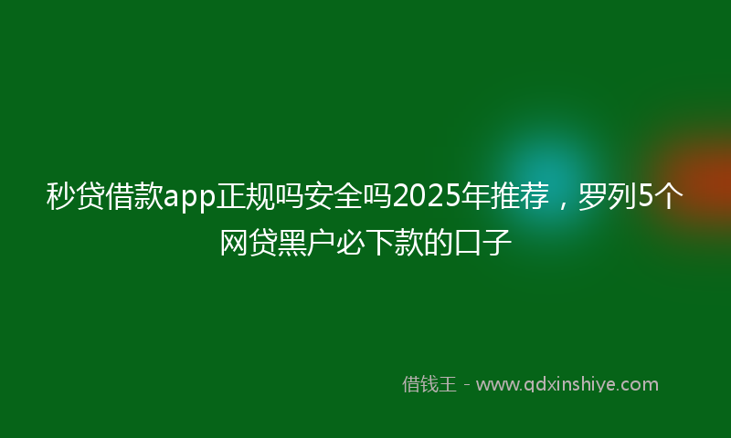 秒贷借款app正规吗安全吗2025年推荐，罗列5个网贷黑户必下款的口子