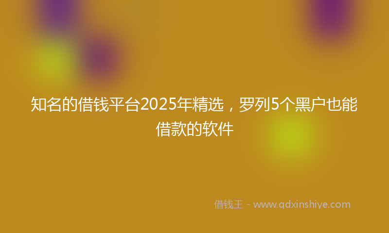 知名的借钱平台2025年精选，罗列5个黑户也能借款的软件