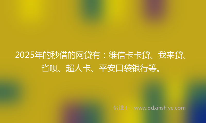 2025年的秒借的网贷有：维信卡卡贷、我来贷、省呗、超人卡、平安口袋银行等。