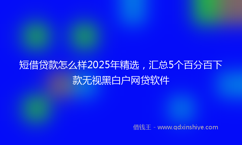 短借贷款怎么样2025年精选，汇总5个百分百下款无视黑白户网贷软件
