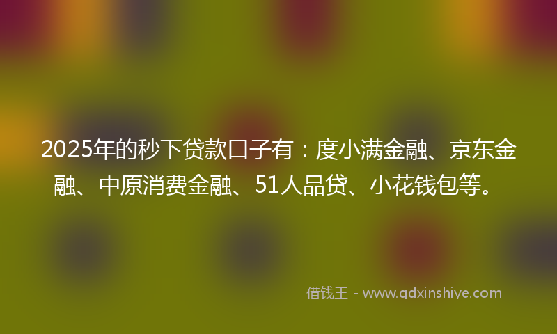 2025年的秒下贷款口子有：度小满金融、京东金融、中原消费金融、51人品贷、小花钱包等。