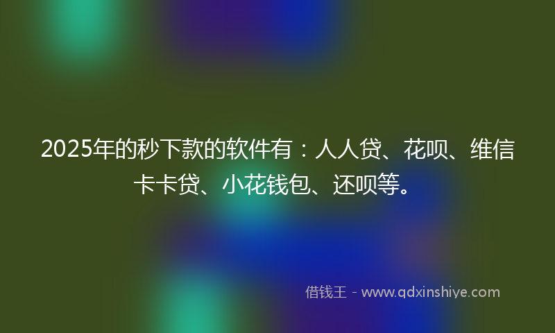 2025年的秒下款的软件有：人人贷、花呗、维信卡卡贷、小花钱包、还呗等。