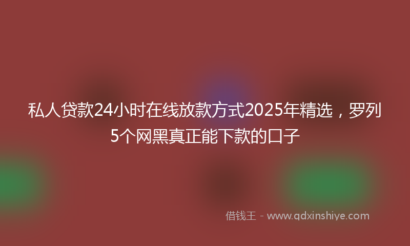 私人贷款24小时在线放款方式2025年精选，罗列5个网黑真正能下款的口子