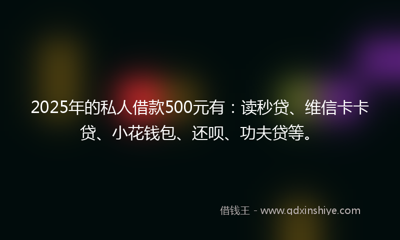 2025年的私人借款500元有：读秒贷、维信卡卡贷、小花钱包、还呗、功夫贷等。