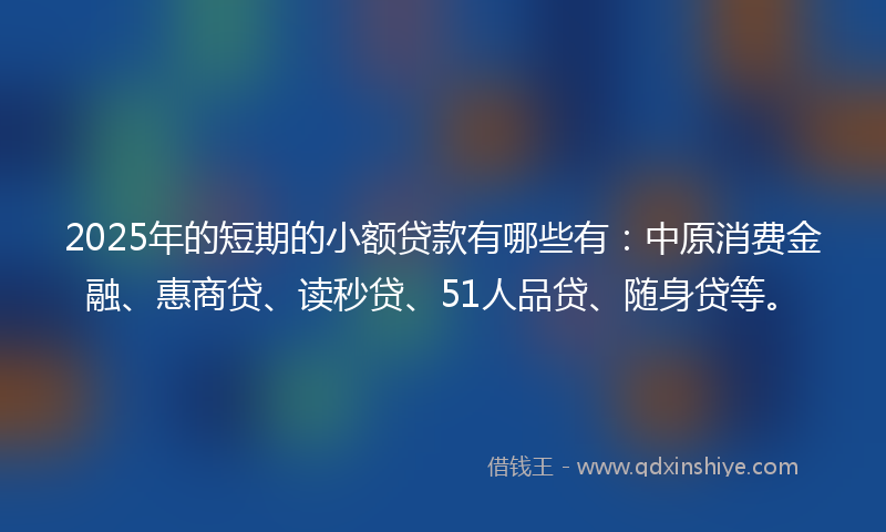 2025年的短期的小额贷款有哪些有：中原消费金融、惠商贷、读秒贷、51人品贷、随身贷等。