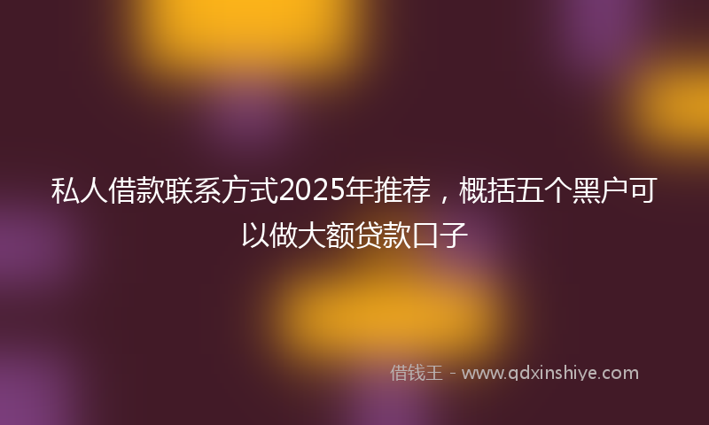 私人借款联系方式2025年推荐，概括五个黑户可以做大额贷款口子