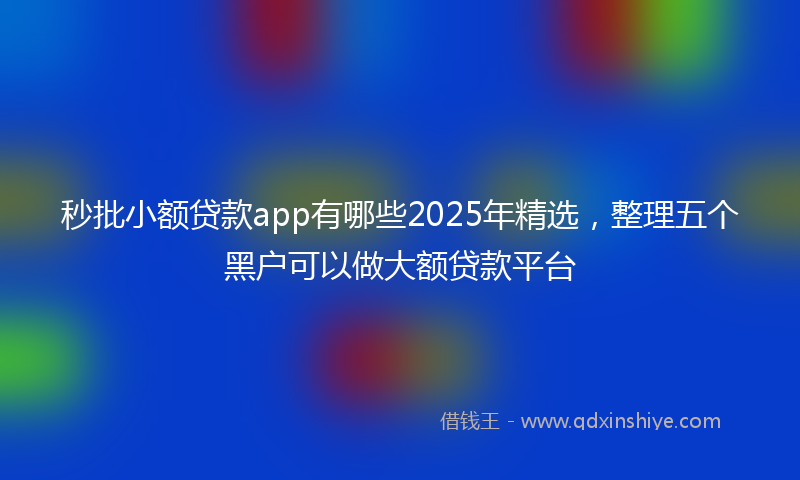 秒批小额贷款app有哪些2025年精选，整理五个黑户可以做大额贷款平台