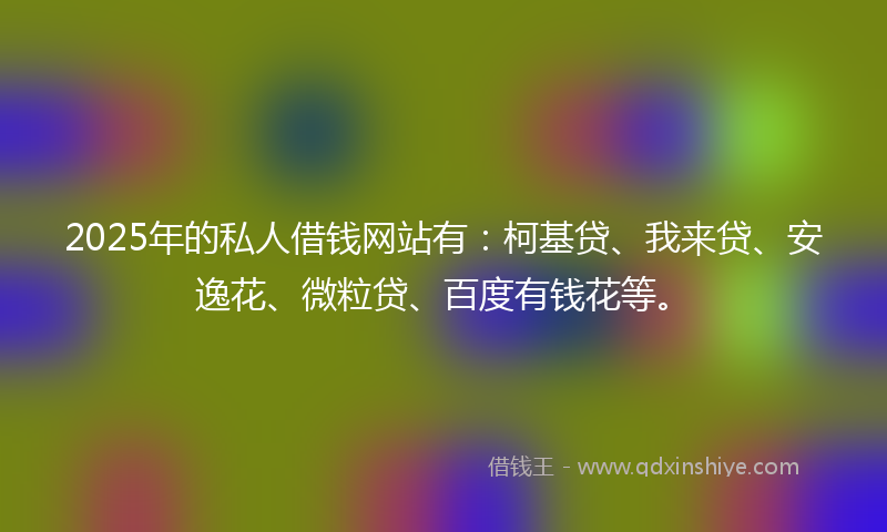 2025年的私人借钱网站有:柯基贷、我来贷、安逸花、微粒贷、百度有钱花等。