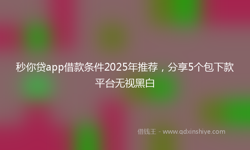 秒你贷app借款条件2025年推荐，分享5个包下款平台无视黑白