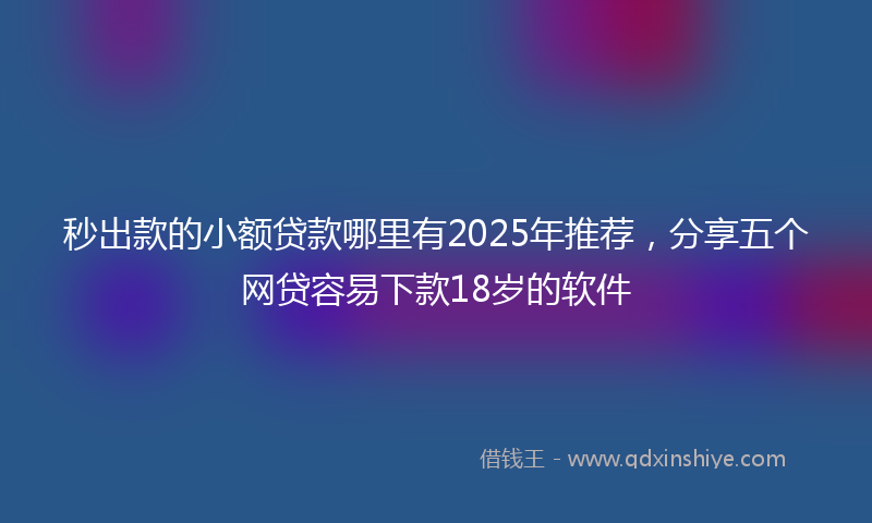 秒出款的小额贷款哪里有2025年推荐，分享五个网贷容易下款18岁的软件