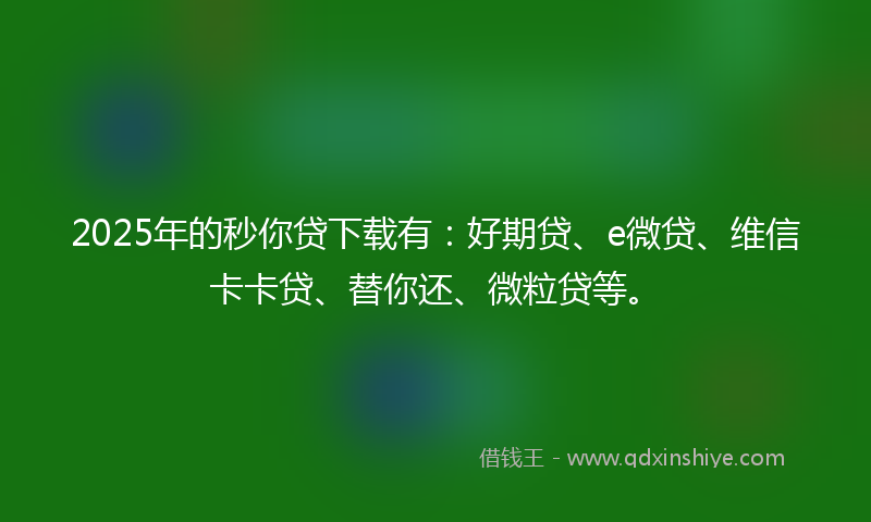 2025年的秒你贷下载有：好期贷、e微贷、维信卡卡贷、替你还、微粒贷等。