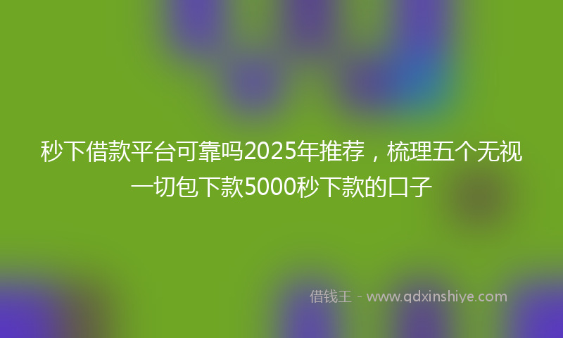 秒下借款平台可靠吗2025年推荐，梳理五个无视一切包下款5000秒下款的口子