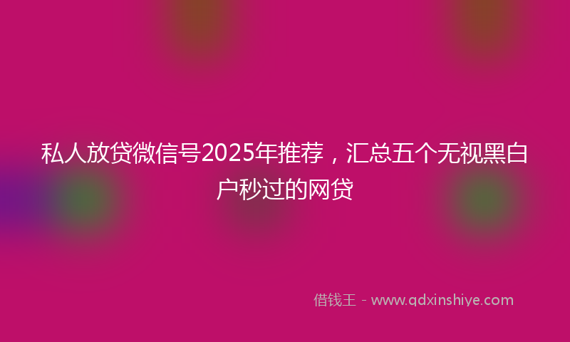 私人放贷微信号2025年推荐，汇总五个无视黑白户秒过的网贷
