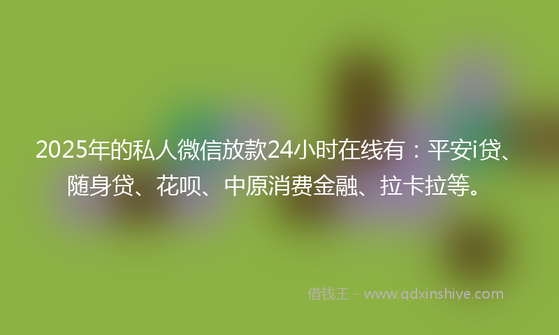 2025年的私人微信放款24小时在线有：平安i贷、随身贷、花呗、中原消费金融、拉卡拉等。