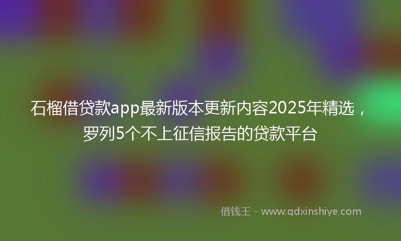 石榴借贷款app最新版本更新内容2025年精选，罗列5个不上征信报告的贷款平台