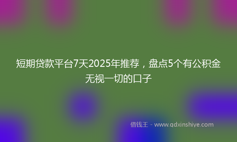 短期贷款平台7天2025年推荐，盘点5个有公积金无视一切的口子
