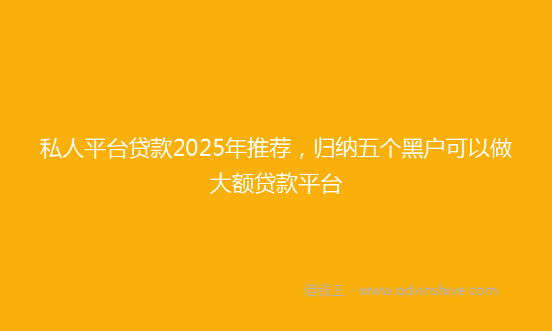 私人平台贷款2025年推荐，归纳五个黑户可以做大额贷款平台