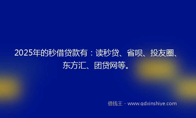 2025年的秒借贷款有：读秒贷、省呗、投友圈、东方汇、团贷网等。