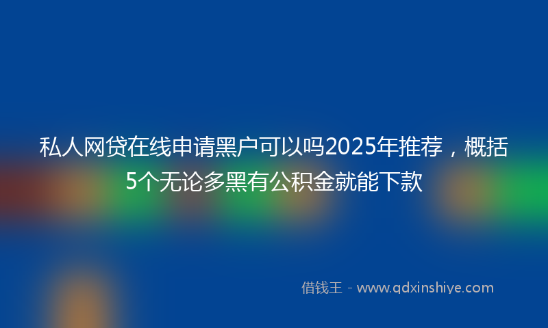 私人网贷在线申请黑户可以吗2025年推荐，概括5个无论多黑有公积金就能下款