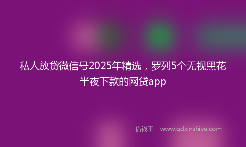 私人放贷微信号2025年精选，罗列5个无视黑花半夜下款的网贷app