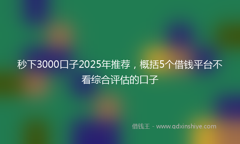 秒下3000口子2025年推荐，概括5个借钱平台不看综合评估的口子
