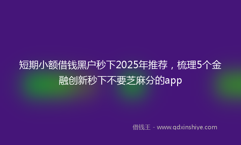 短期小额借钱黑户秒下2025年推荐，梳理5个金融创新秒下不要芝麻分的app