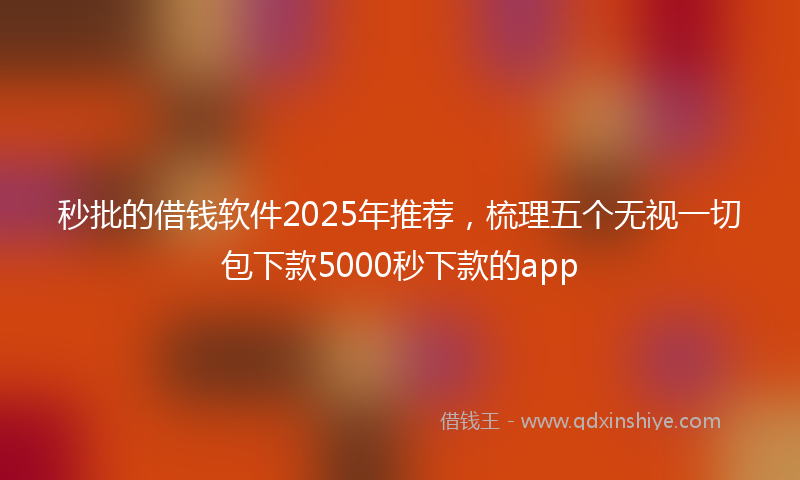 秒批的借钱软件2025年推荐，梳理五个无视一切包下款5000秒下款的app