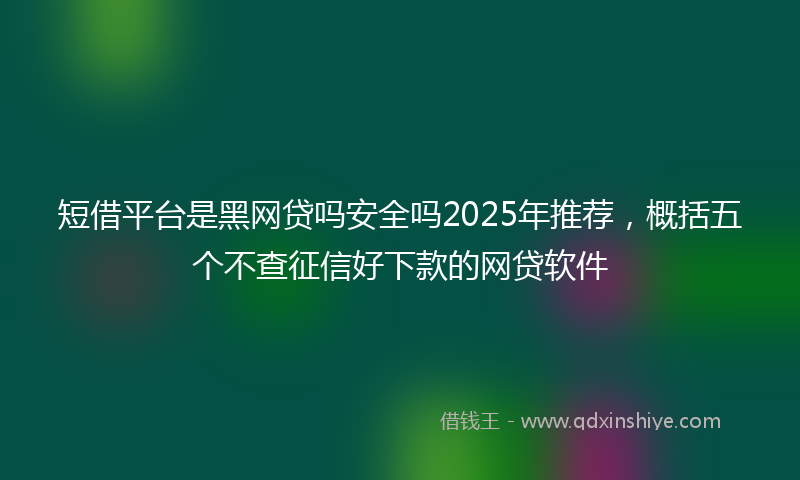 短借平台是黑网贷吗安全吗2025年推荐，概括五个不查征信好下款的网贷软件