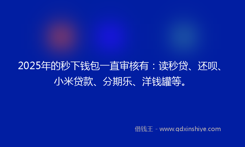 2025年的秒下钱包一直审核有：读秒贷、还呗、小米贷款、分期乐、洋钱罐等。