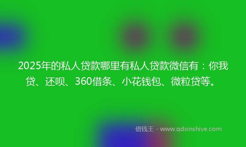 2025年的私人贷款哪里有私人贷款微信有：你我贷、还呗、360借条、小花钱包、微粒贷等。
