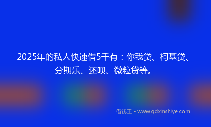 2025年的私人快速借5千有:你我贷、柯基贷、分期乐、还呗、微粒贷等。