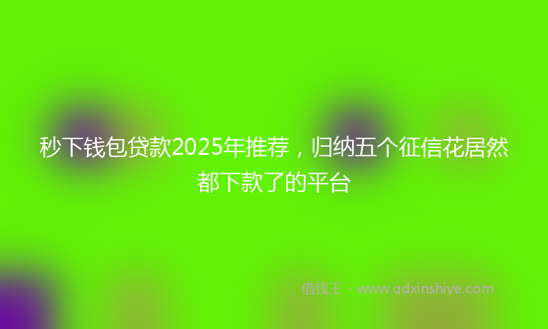 秒下钱包贷款2025年推荐，归纳五个征信花居然都下款了的平台