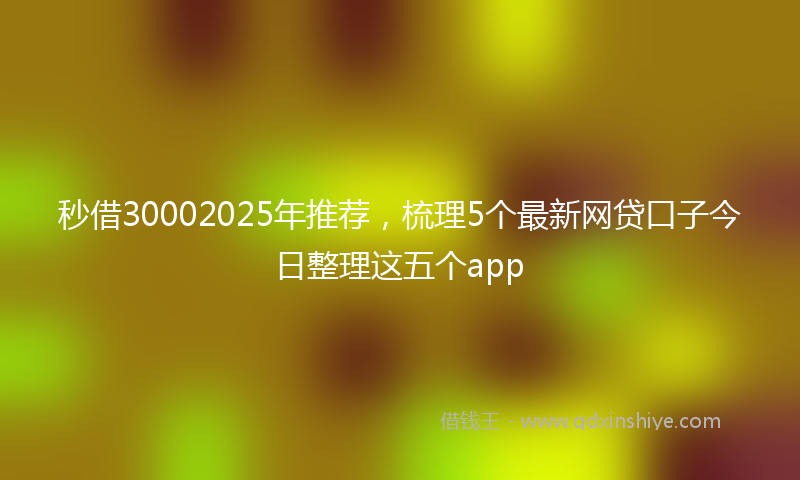 秒借30002025年推荐，梳理5个最新网贷口子今日整理这五个app