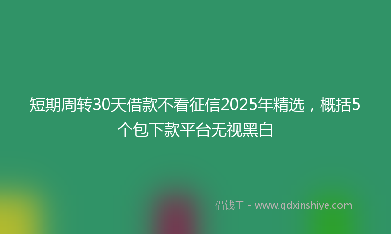 短期周转30天借款不看征信2025年精选，概括5个包下款平台无视黑白