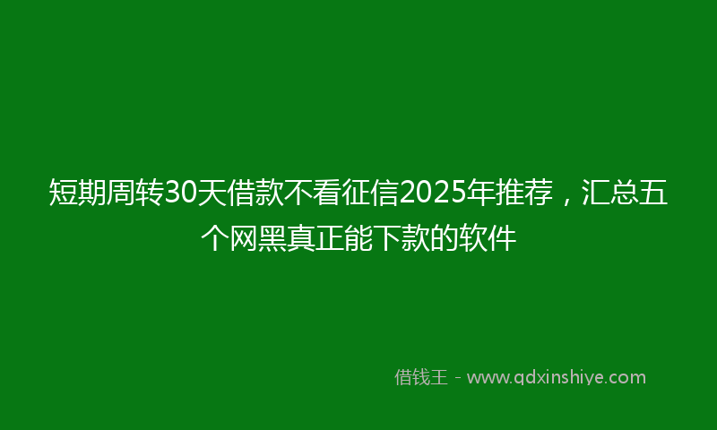 短期周转30天借款不看征信2025年推荐,汇总五个网黑真正能下款的软件