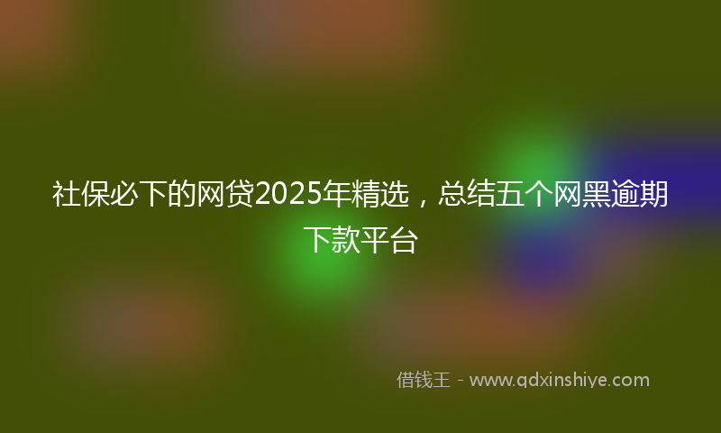 社保必下的网贷2025年精选，总结五个网黑逾期下款平台